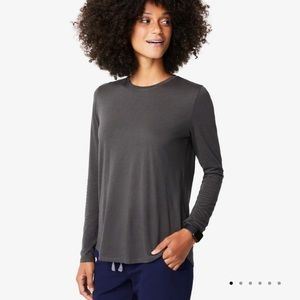 Figs Super Soft Long Sleeve Underscrub in Charcoal